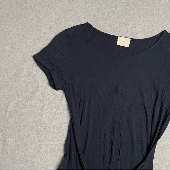 T.La Tunic Womens Small Blue Solid Short Sleeve Tie Front Tunic Casual - Picture 6 of 11